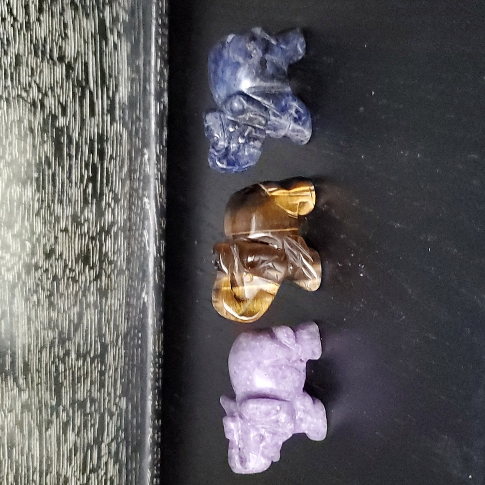Lepidolite, Tigers Eye, and Sodalite Elephant Trio 🐘🐘🐘